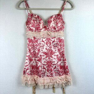 RARE Victoria’s Secret Floral Fairy Print Corset Bustier Coquette Cottage Y2K